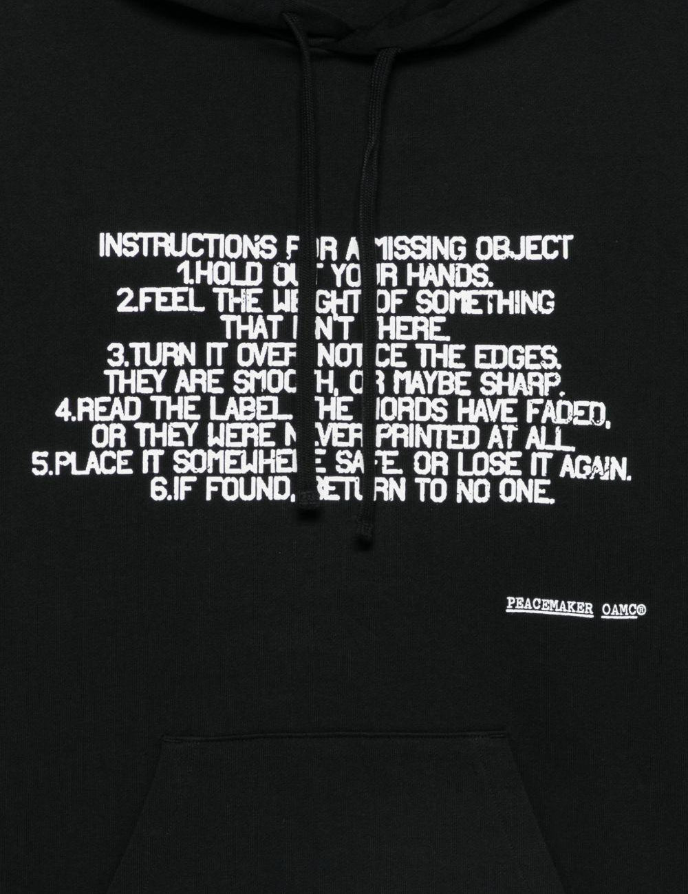 Felpa con stampa slogan in nero Oamc peacemaker - uomo 