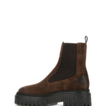 Stivali in pelle con inserti elasticizzati in marrone Hogan - donna 