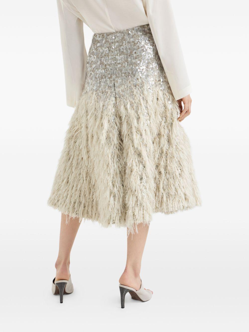 Gonna midi con paillettes in argento Brunello cucinelli - donna 