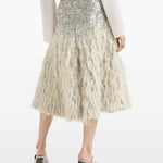 Gonna midi con paillettes in argento Brunello cucinelli - donna 