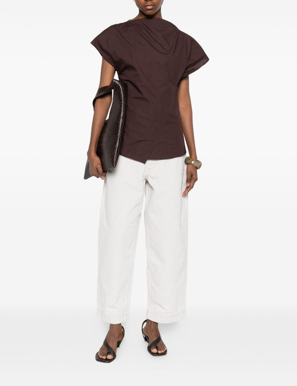 Top Fedora drappeggiato in marrone Soeur - donna 