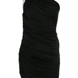 Abito corto drappeggiato con cristalli in nero David koma - donna 