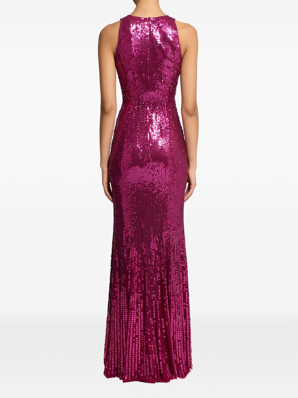 Abito lungo con paillettes black flower in viola Jenny packham - donna 