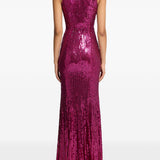 Abito lungo con paillettes black flower in viola Jenny packham - donna 