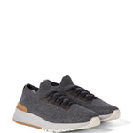 Sneakers in cotone e pelle di vitello in grigio Brunello cucinelli - uomo 