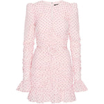 Abito con ruches a pois in rosa 