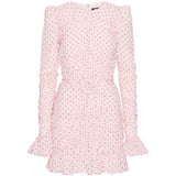 Abito con ruches a pois in rosa 