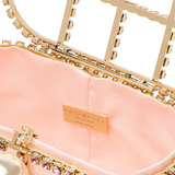 Borsa a mano con cristalli e perle holli in rosa Rosantica - donna 