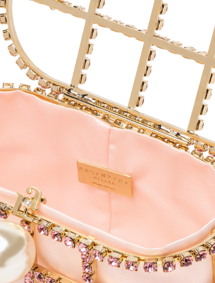 Borsa a mano con cristalli e perle holli in rosa Rosantica - donna 