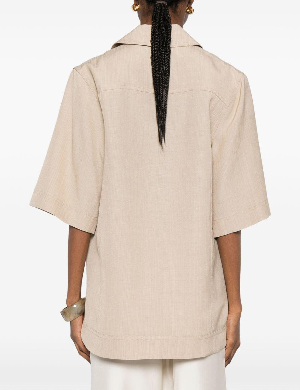 T-shirt con scollo a v ermo in beige Loulou de saison - donna 