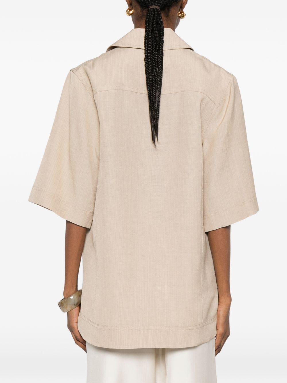 T-shirt con scollo a v ermo in beige Loulou de saison - donna 