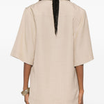 T-shirt con scollo a v ermo in beige Loulou de saison - donna 