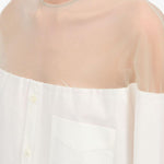 Camicia lunga con inserto trasparente in bianco Mm6 maison margiela - donna 