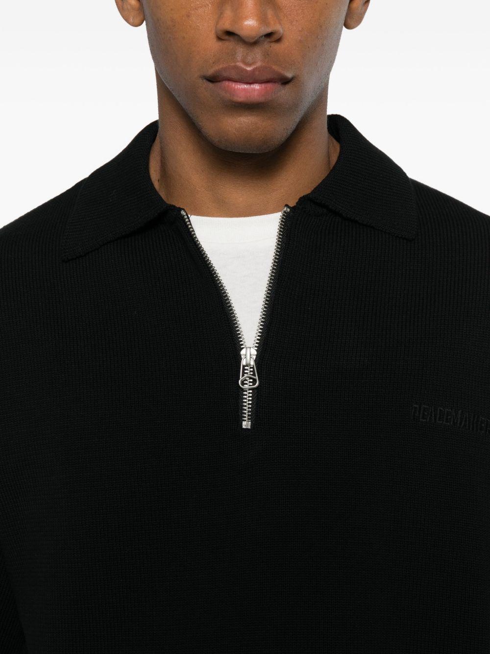 Polo con zip a maniche lunghe in nero Oamc peacemaker - uomo 