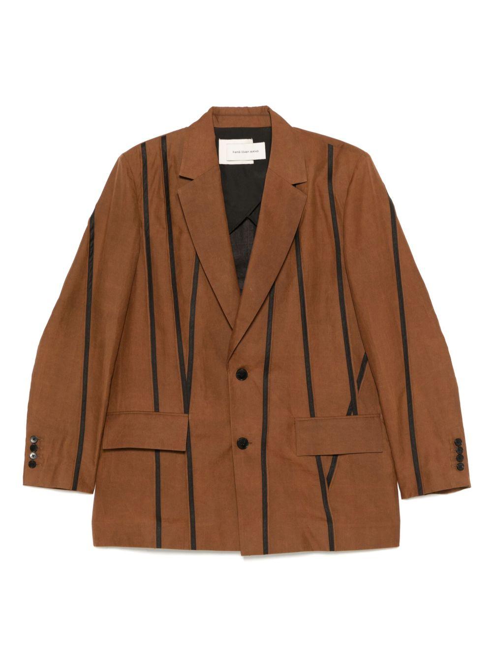 Blazer con righe in marrone Feng Chen Wang - uomo 