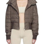 Giacca crop trapuntata in marrone Rick Owens x Moncler - unisex<BR/> 