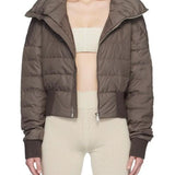 Giacca crop trapuntata in marrone Rick Owens x Moncler - unisex<BR/> 