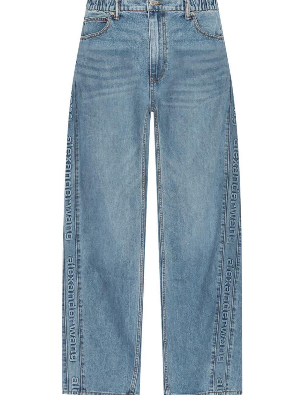 Jeans boyfriend con logo goffrato in blu Alexander wang  - donna 