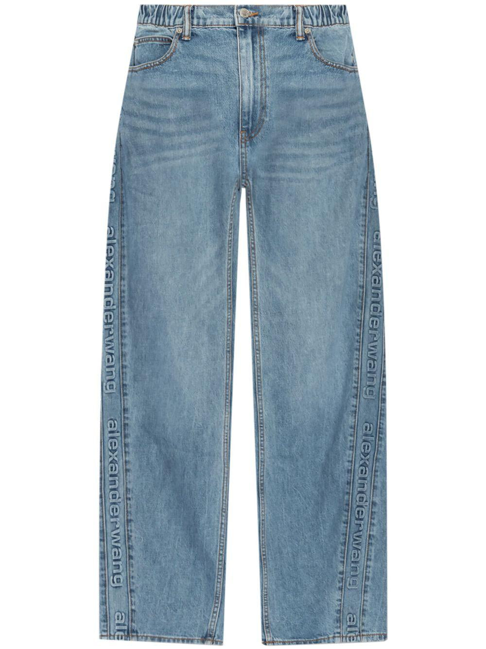 Jeans boyfriend con logo goffrato in blu Alexander wang  - donna 