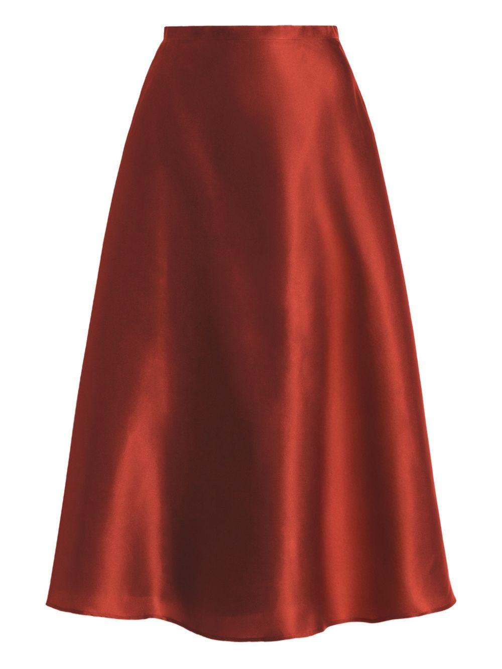 Gonna midi in seta in rosso Alberta Ferretti - donna 