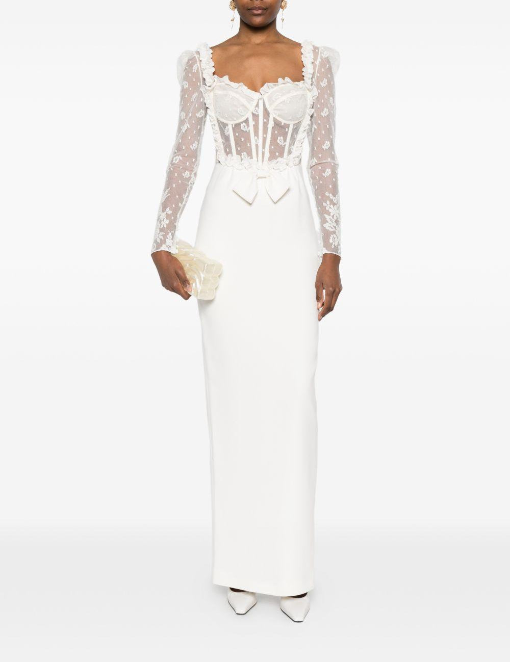 Abito lungo in pizzo bianco Alessandra Rich - donna 
