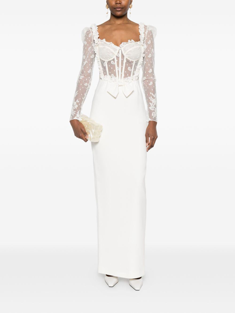 Abito lungo in pizzo bianco Alessandra Rich - donna 