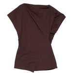 Top Fedora drappeggiato in marrone Soeur - donna 