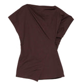 Top Fedora drappeggiato in marrone Soeur - donna 