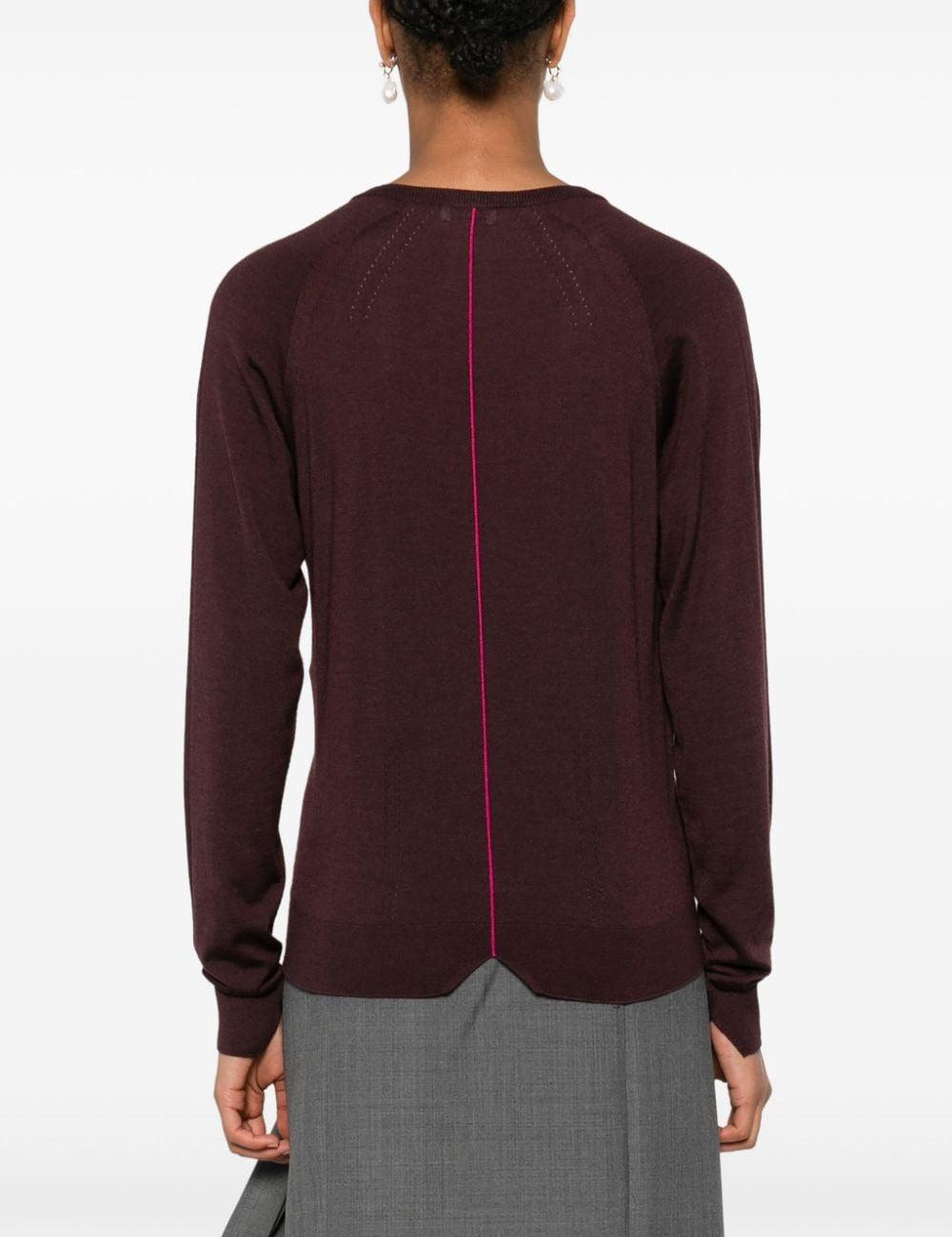 Maglione con scollo a v  in bordeaux Lanvin - donna 
