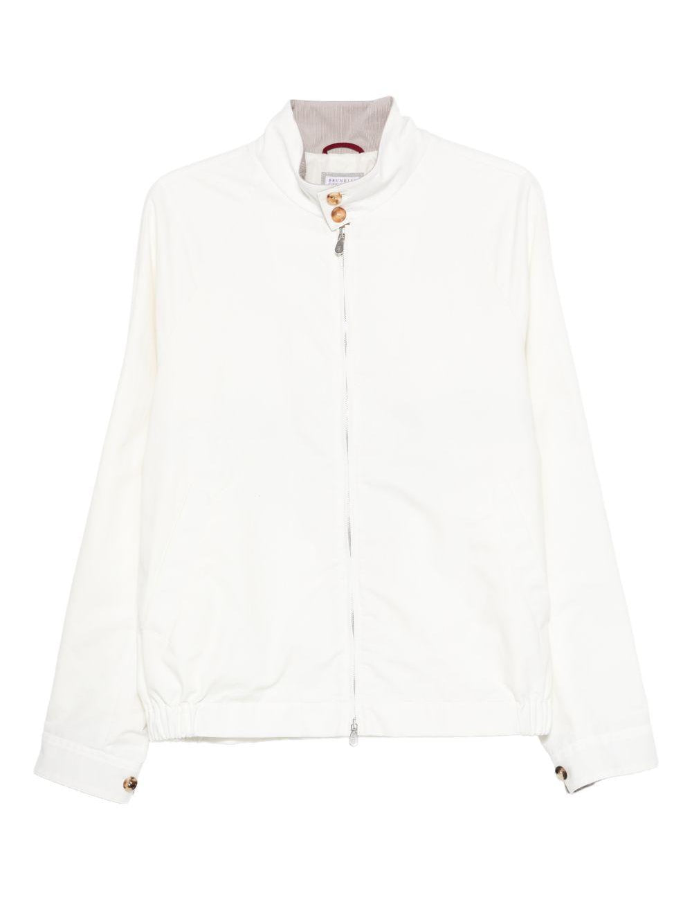 Giacca con zip antivento in bianco Brunello cucinelli - uomo 
