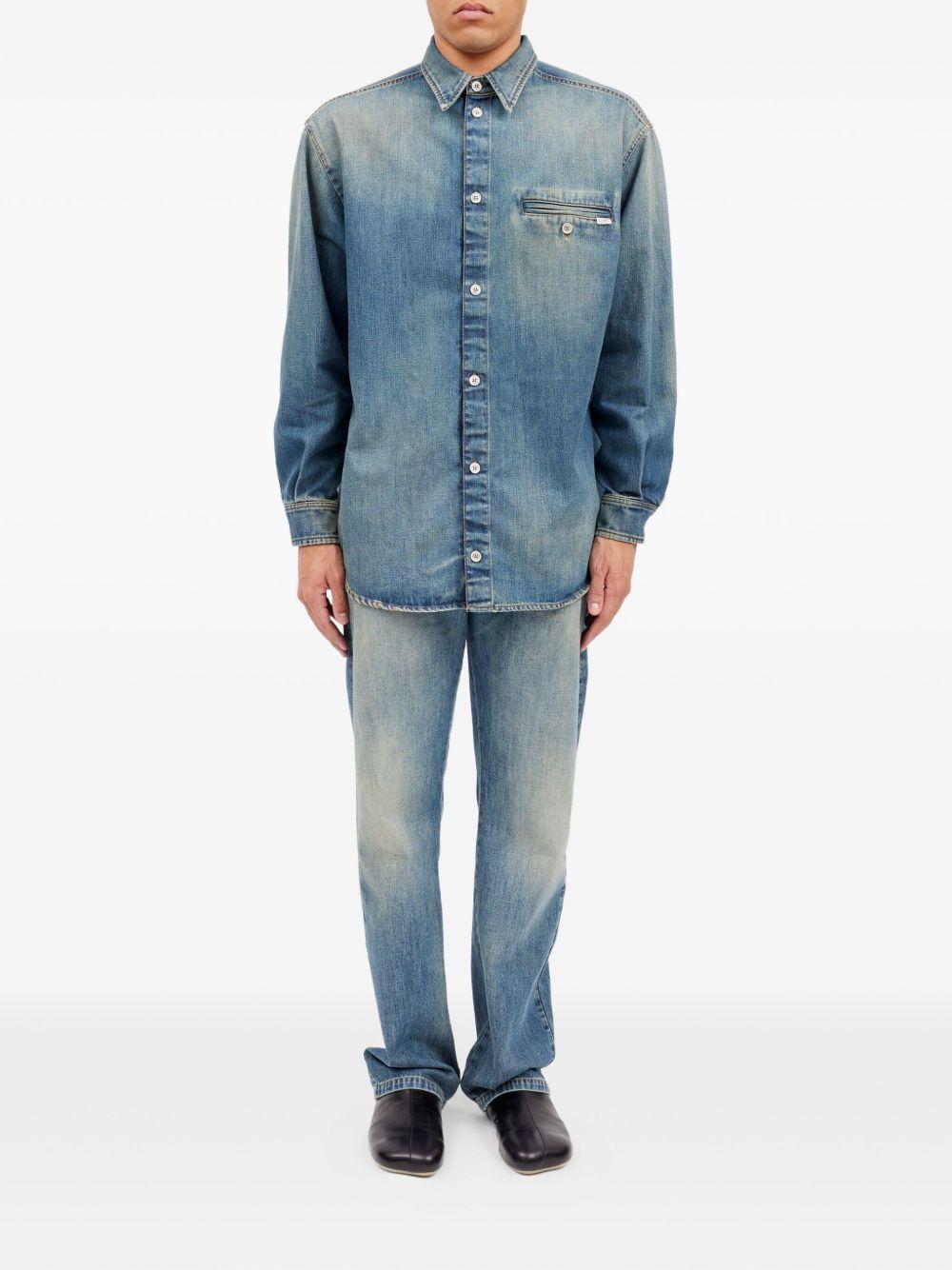 Camicia denim a maniche lunghe in blu Mm6 maison margiela - uomo 