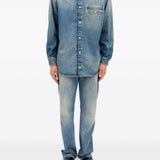 Camicia denim a maniche lunghe in blu Mm6 maison margiela - uomo 