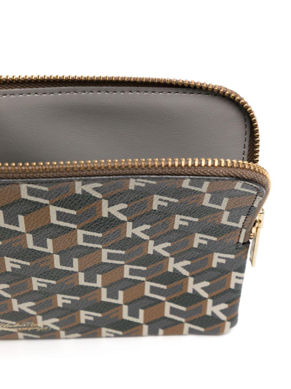 Borsa con stampa grafica all-over in marrone 