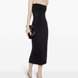 Abito midi con cristalli in nero Philosophy di Lorenzo Serafini - donna 
