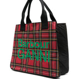 Borsa a quadri in rosso e nero 