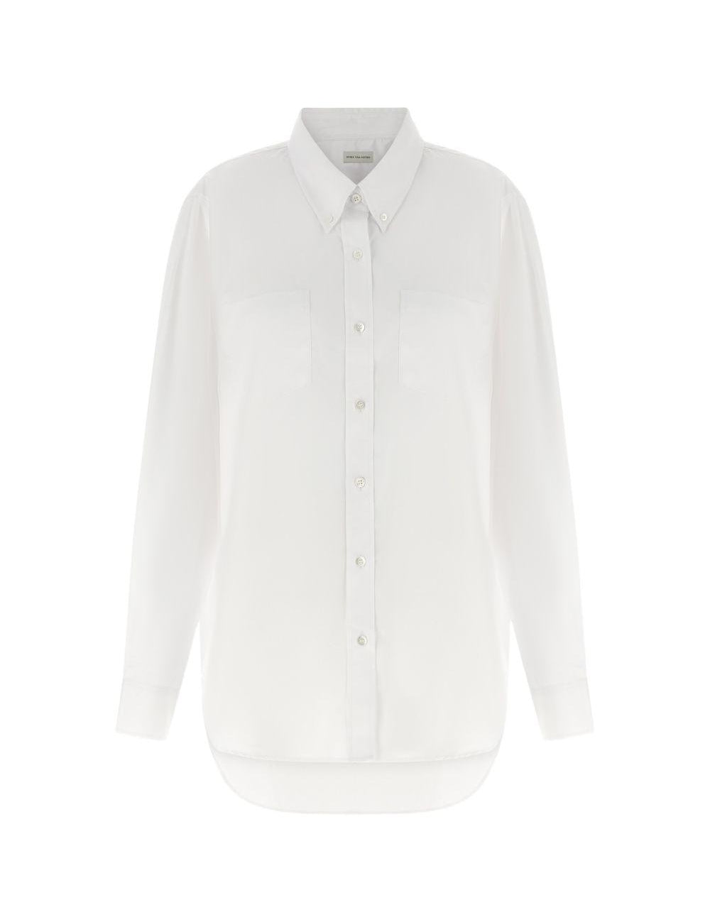 Camicia di cotone a maniche lunghe cheers in bianco Dries van noten - donna 