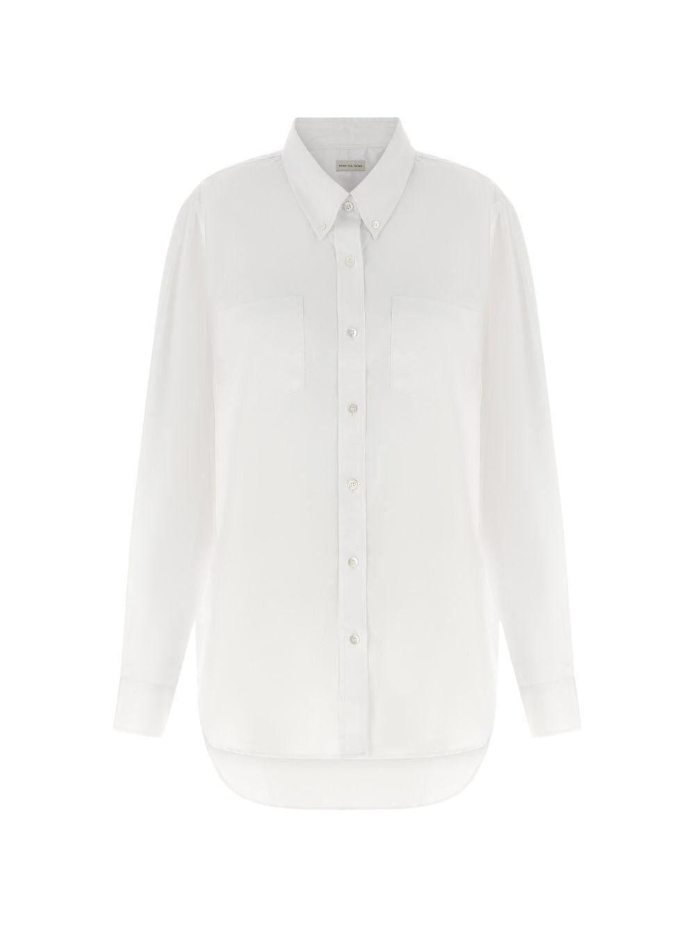 Camicia di cotone a maniche lunghe cheers in bianco Dries van noten - donna 