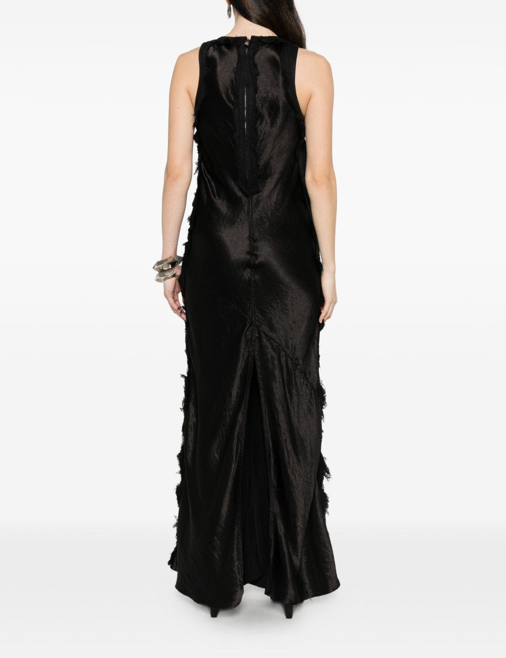 Abito midi con frange in nero Haikure - donna 