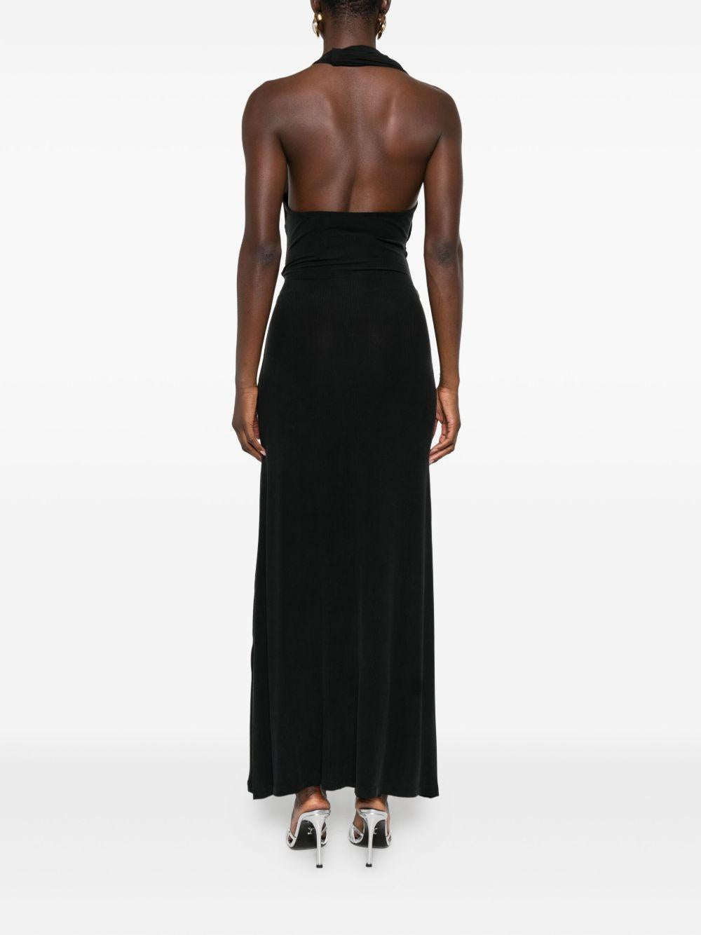 Abito lungo con scollo halter in nero Aya Muse - donna 
