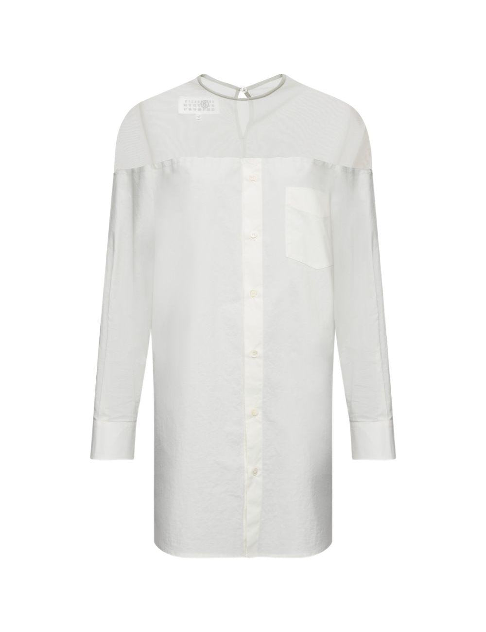 Camicia lunga con inserto trasparente in bianco Mm6 maison margiela - donna 