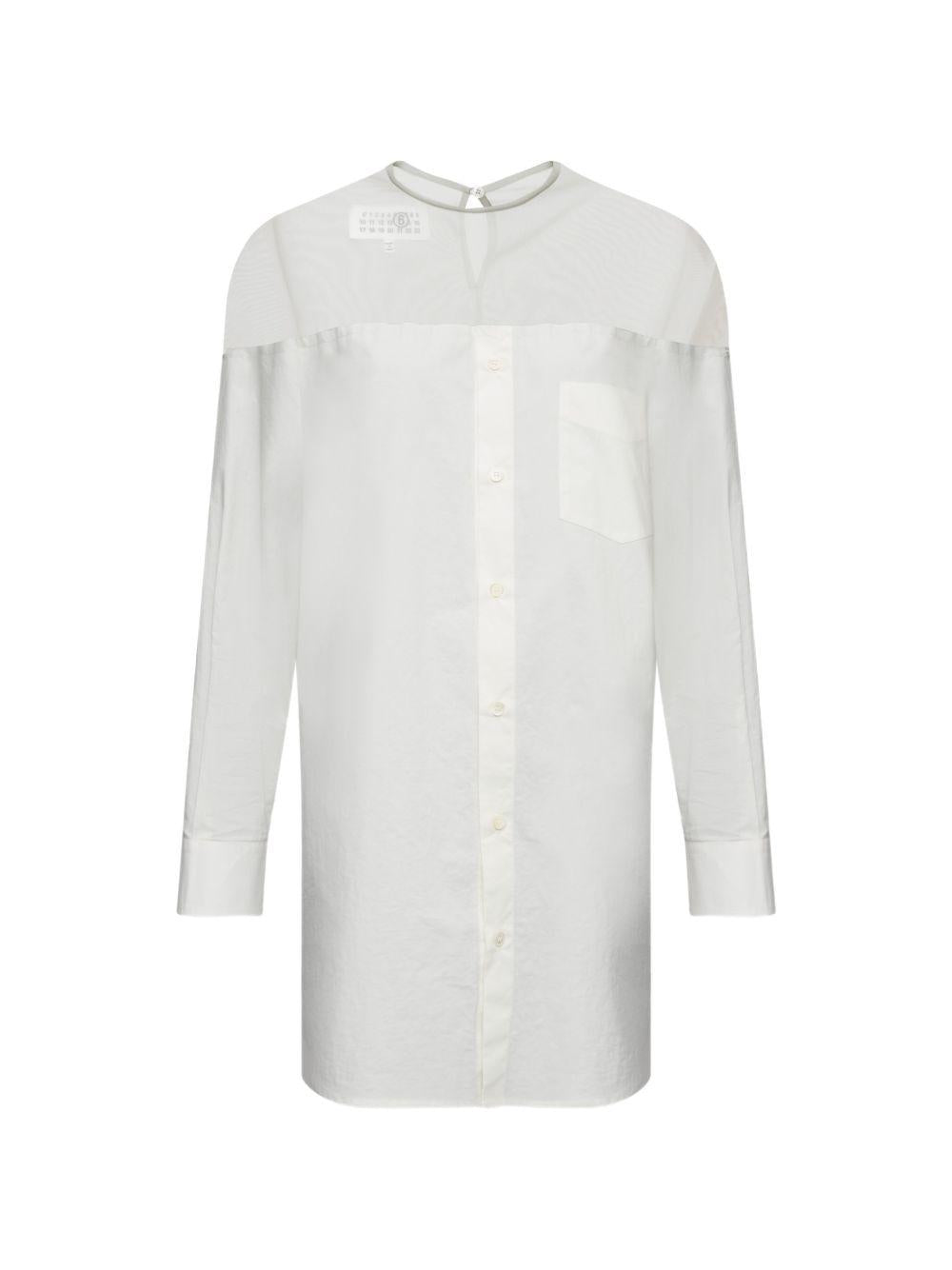 Camicia lunga con inserto trasparente in bianco Mm6 maison margiela - donna 