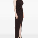Abito lungo con scollo halter in marrone Amen - donna 