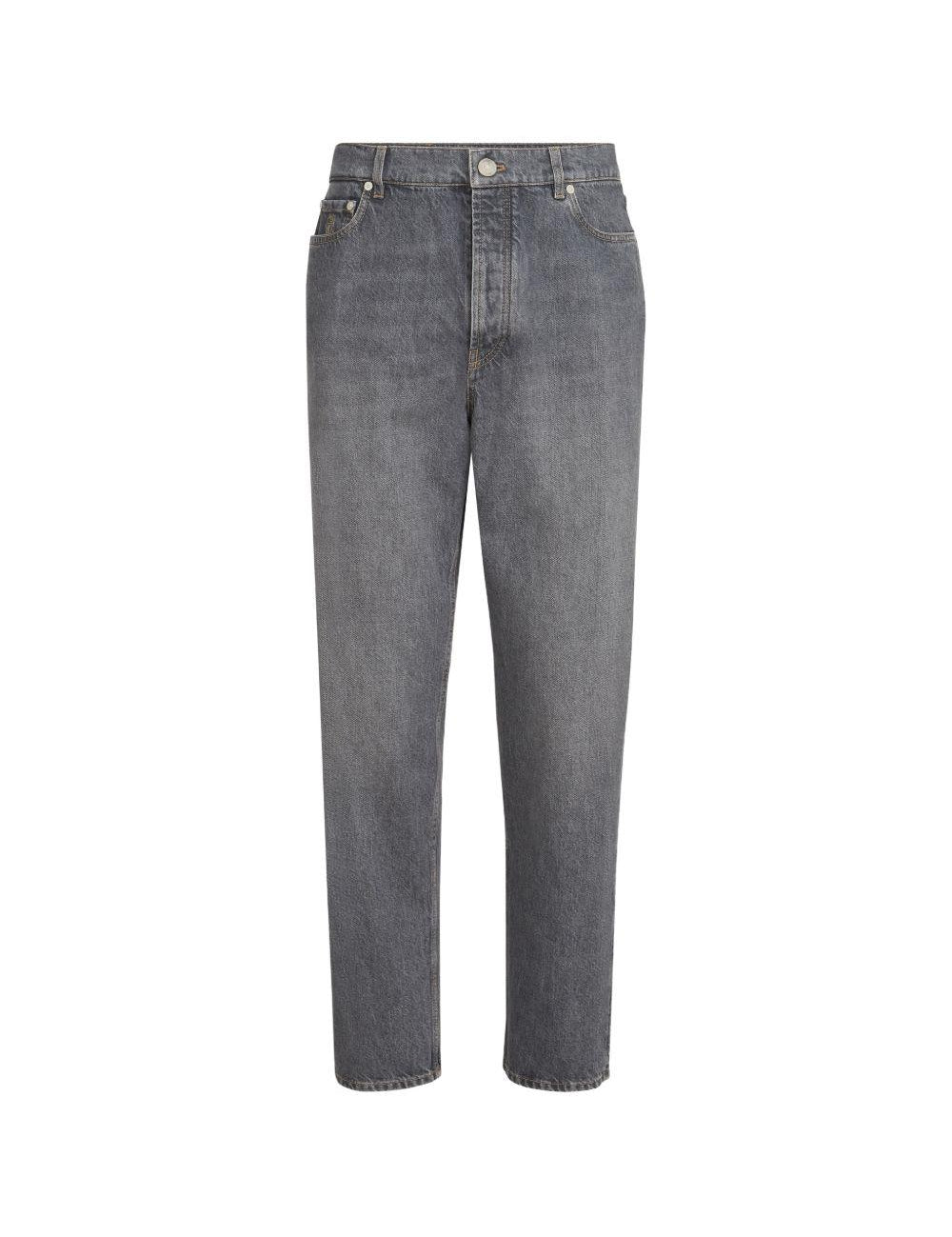 Jeans a cinque tasche in denim grigio con vestibilità iconica. In grigio Brunello cucinelli - uomo 