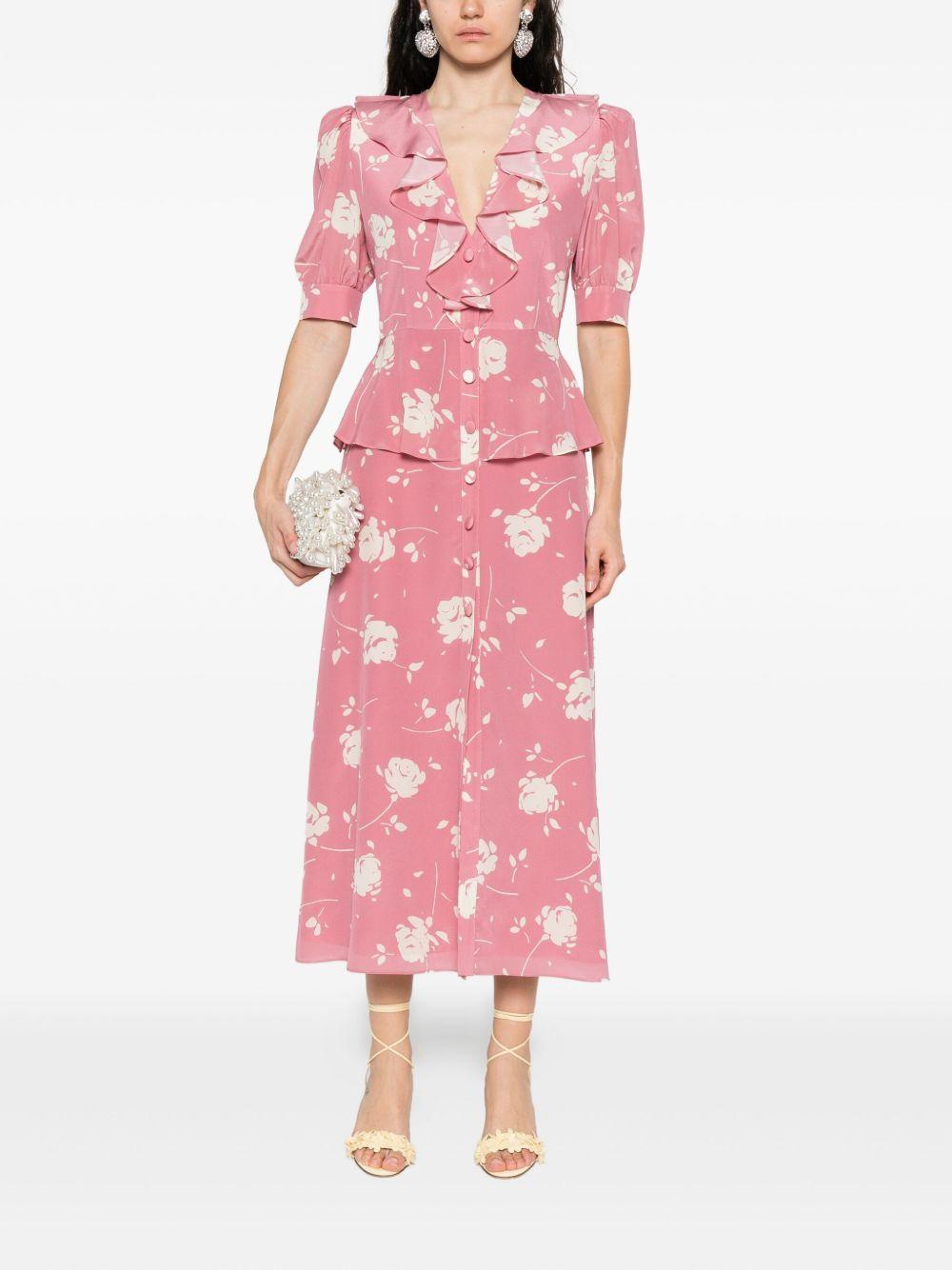 Abito midi con stampa in rosa Alessandra Rich - donna 