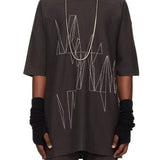 T-shirt a maniche corte jumbo in grigio Rick Owens x Moncler - unisex 