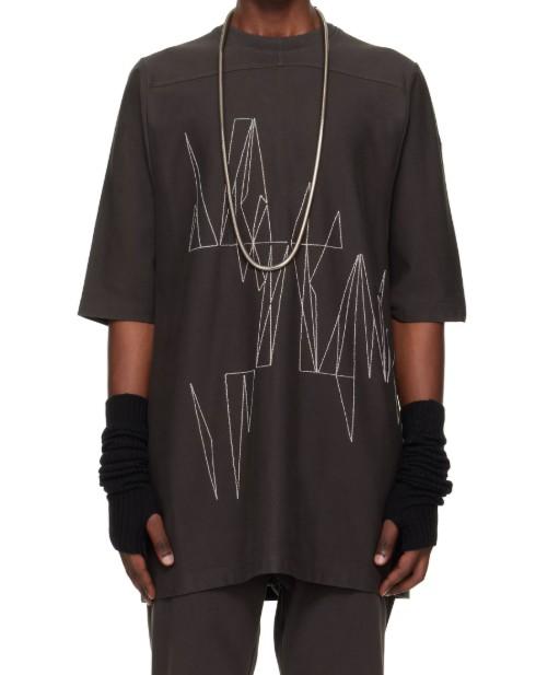 T-shirt a maniche corte jumbo in grigio Rick Owens x Moncler - unisex 