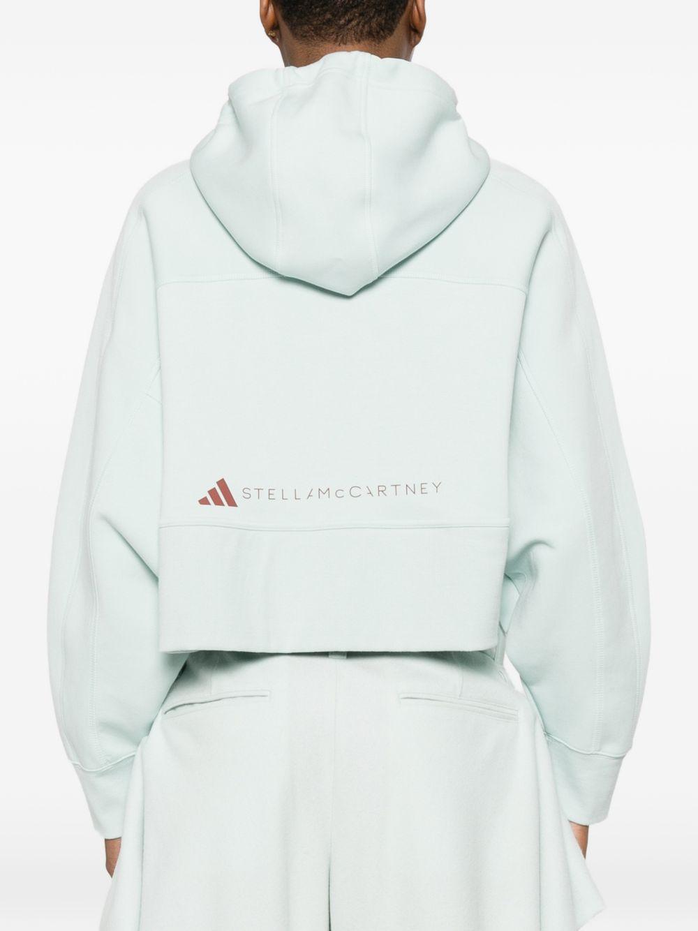 Felpa con stampa logo in verde Adidas by stella mc cartney - donna 