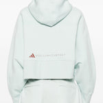 Felpa con stampa logo in verde Adidas by stella mc cartney - donna 