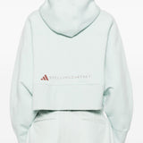 Felpa con stampa logo in verde Adidas by stella mc cartney - donna 