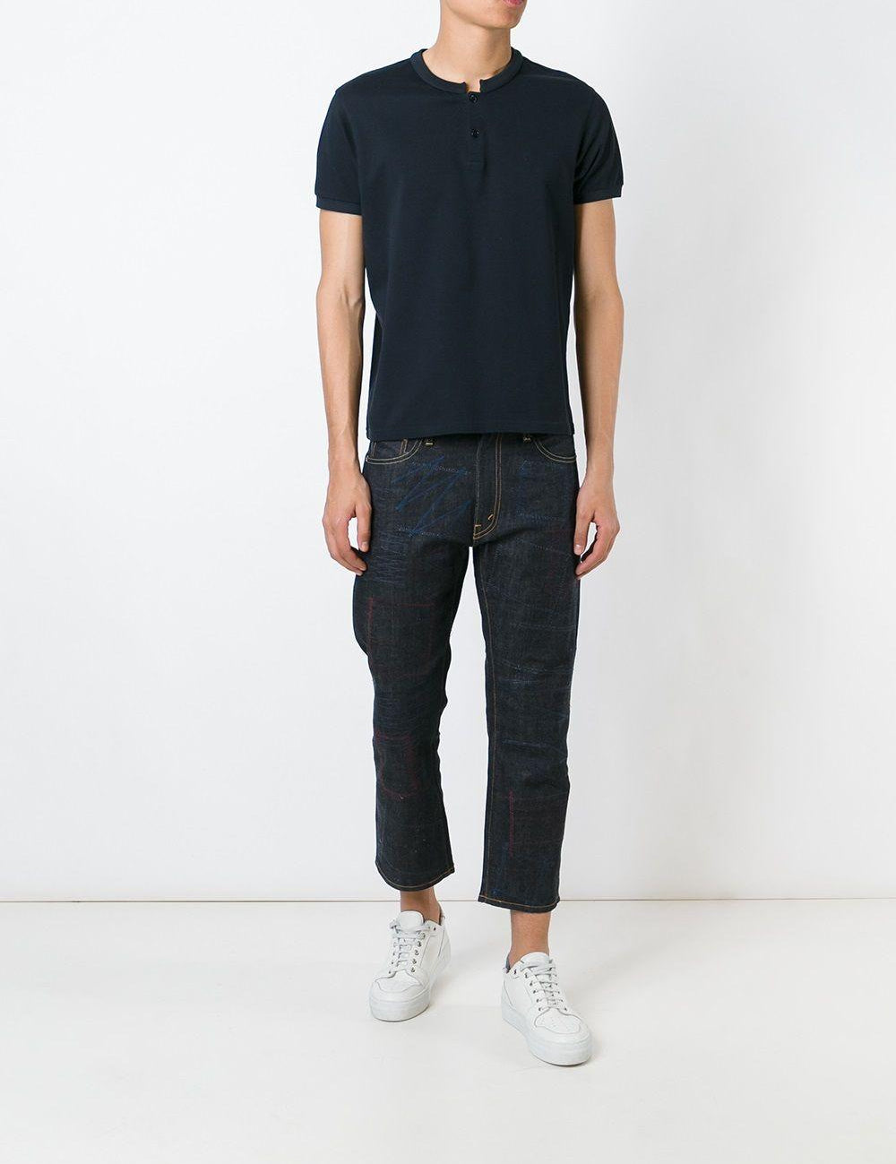 Jeans crop a gamba dritta in blu Junya watanabe - uomo 
